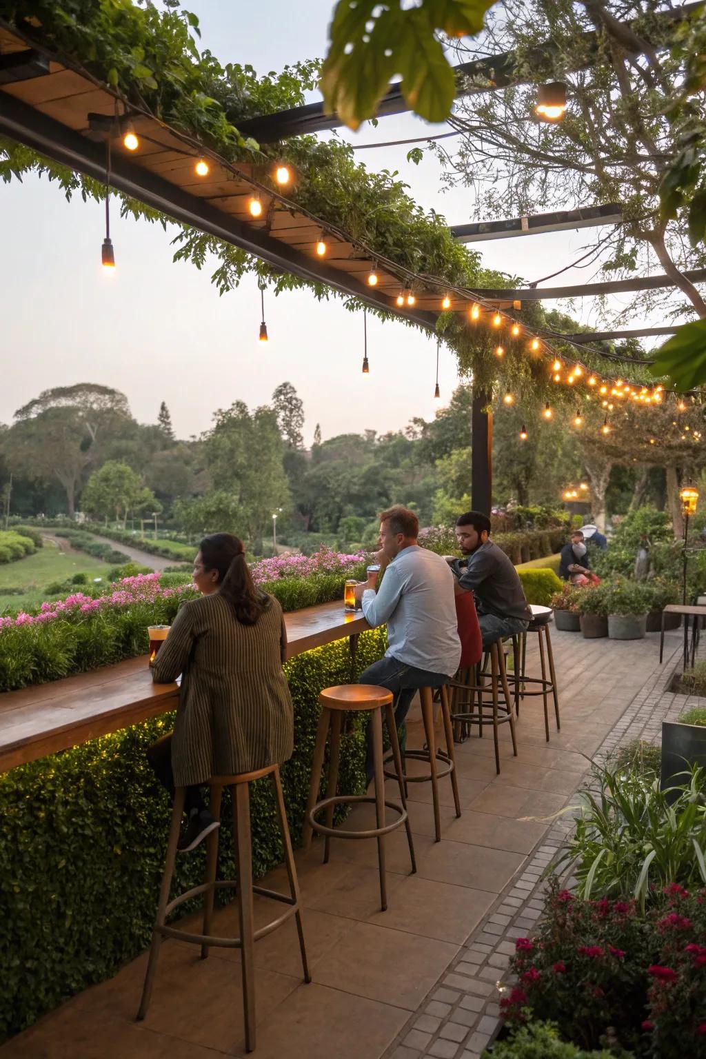 Savor picturesque vistas from this strategically situated outdoor bar.