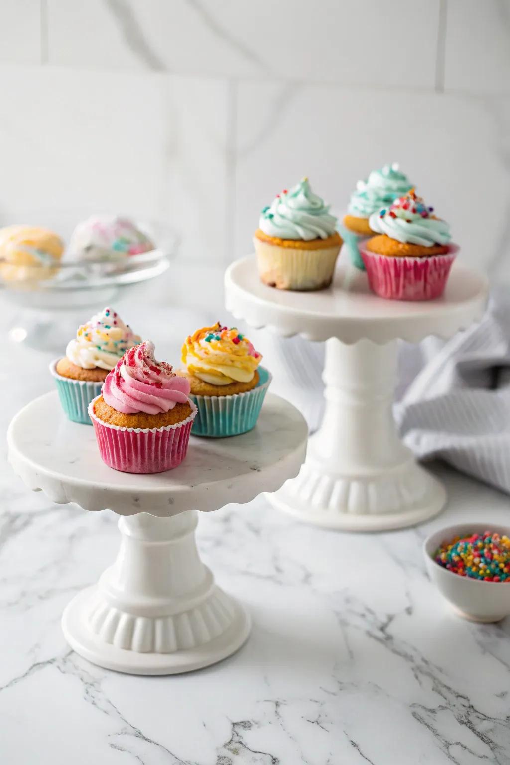 Simple elegance with minimalistic and refined cupcake stands.