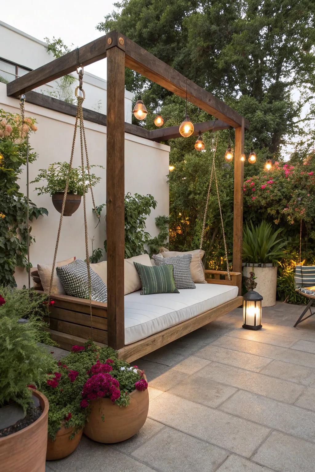 An outdoor daybed delivering a luxurious touch to patio spaces.