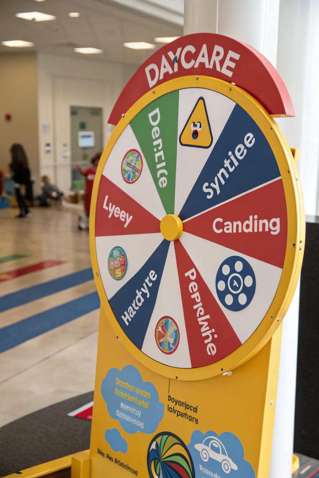Interactive signage at a daycare encourages playful exploration and learning.