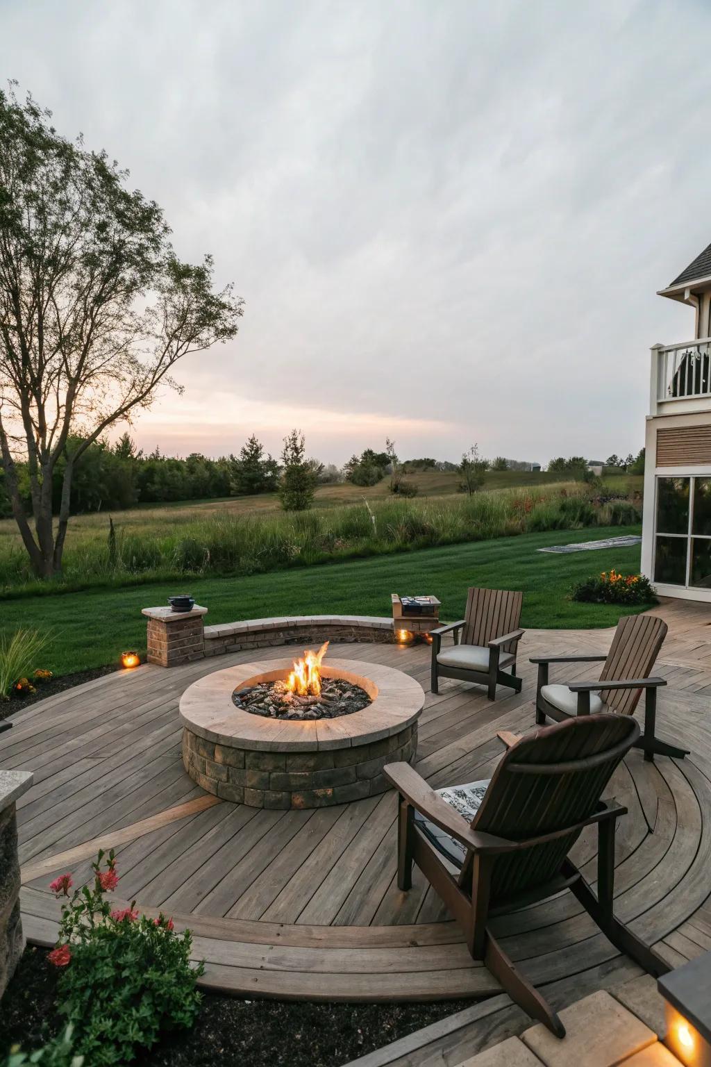 Foster a cozy atmosphere with a circular seating layout surrounding your fire pit.