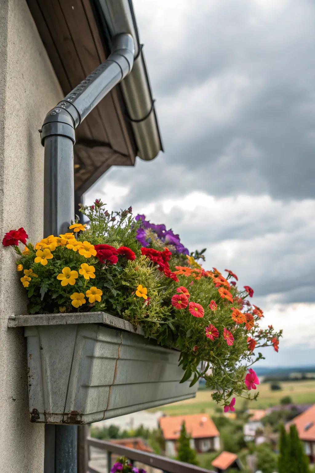 Planter boxes add greenery directly to your downspout area.