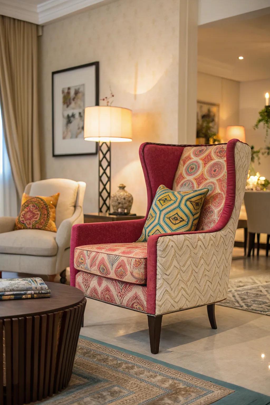 A space featuring a standout furniture piece that commands attention.
