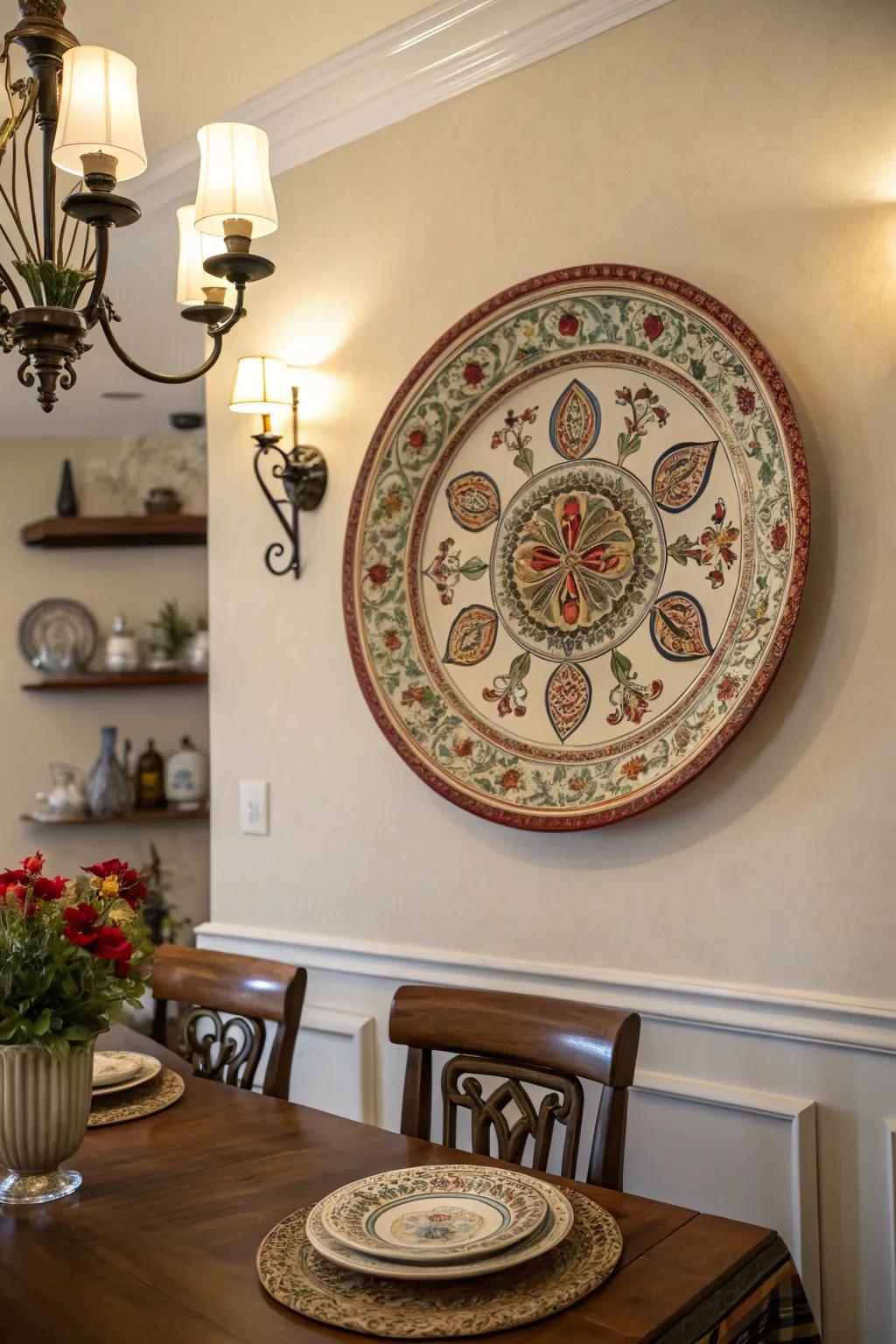 A centerpiece plate enhances your wall decoration beautifully.