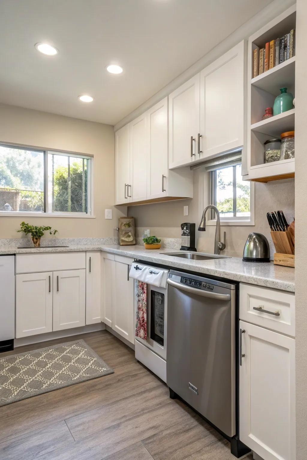 Corner placement for effective use of every inch in the kitchen.