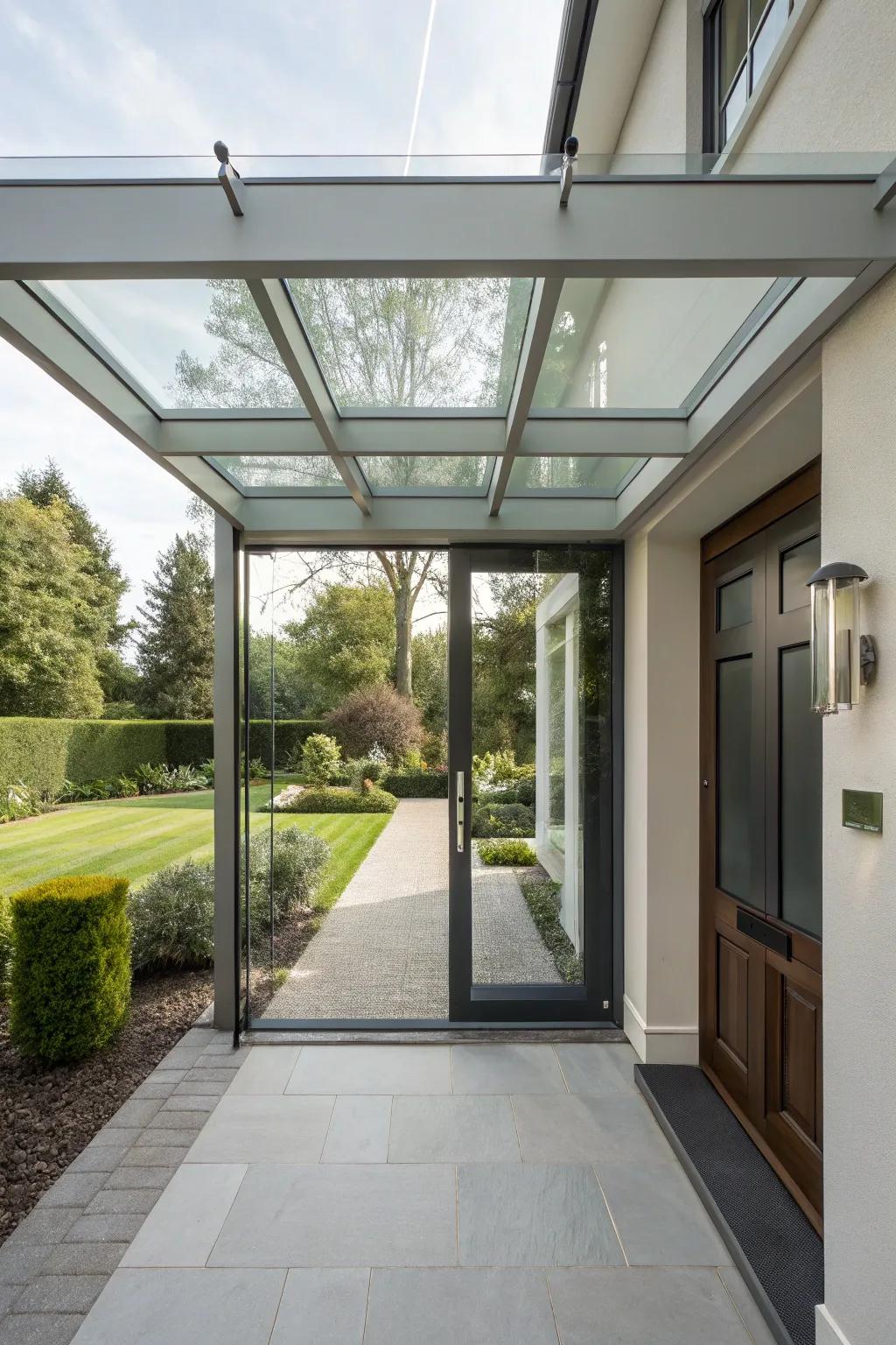 A sophisticated crystal shelter that allows light while providing protection.