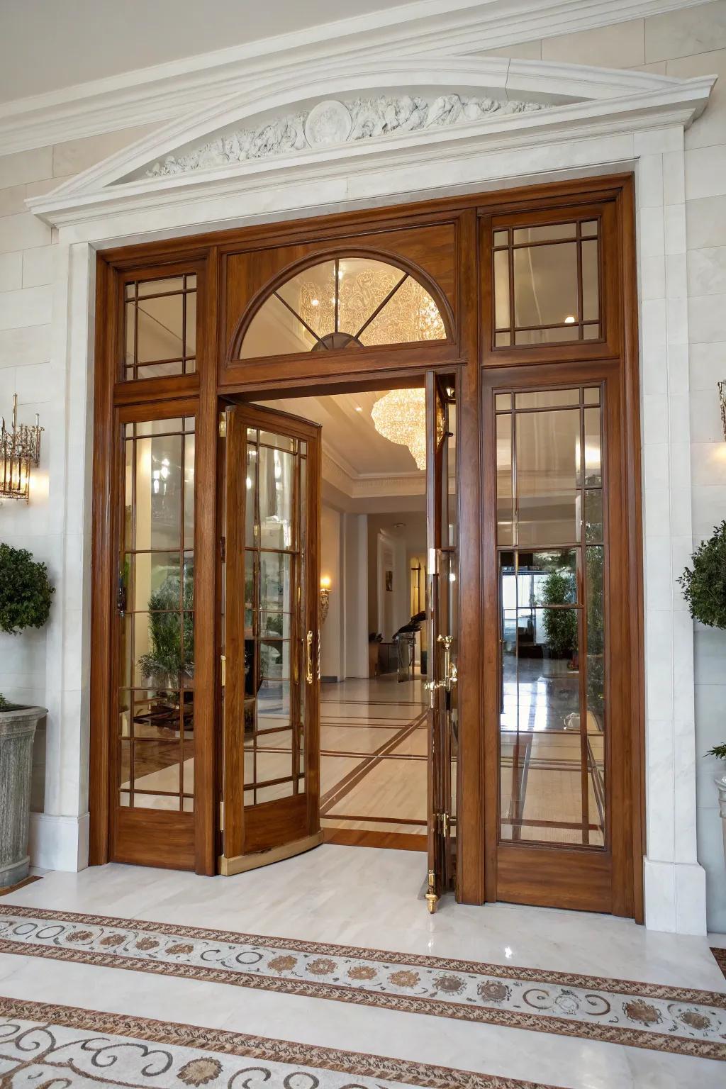 Craft an impressive entryway with stylish and roomy paired doors.