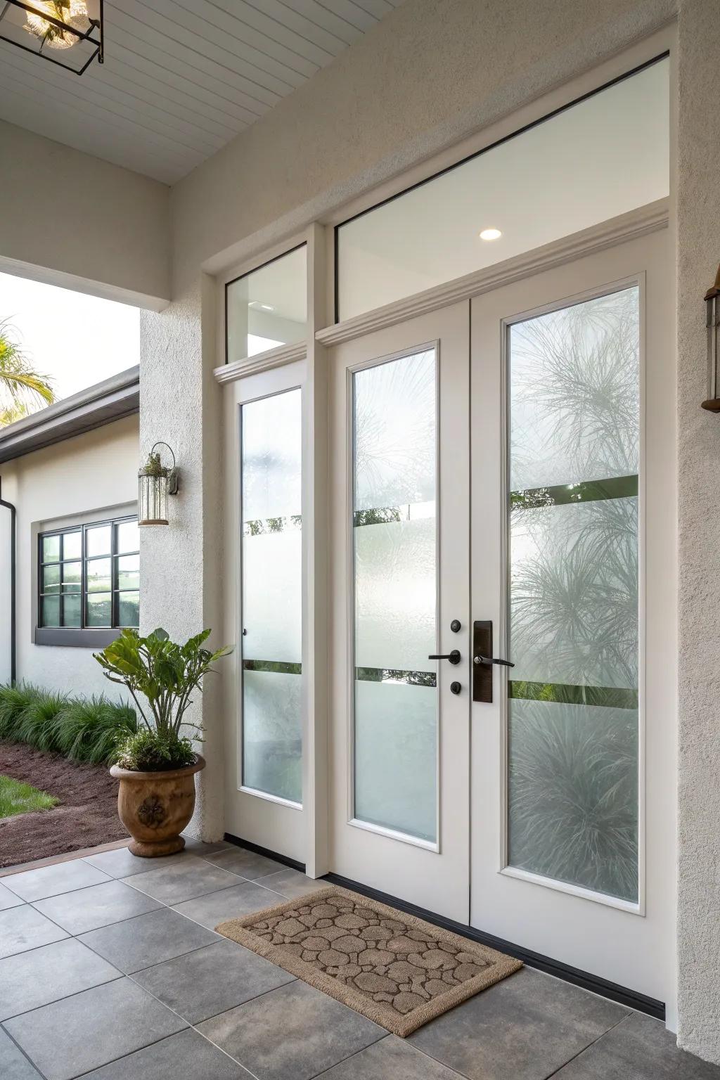 Create a frosted glass look to upgrade your door windows with this simple DIY project.