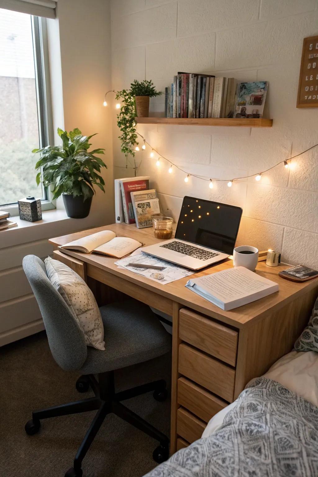 Create an effective study area using functional furniture pieces.