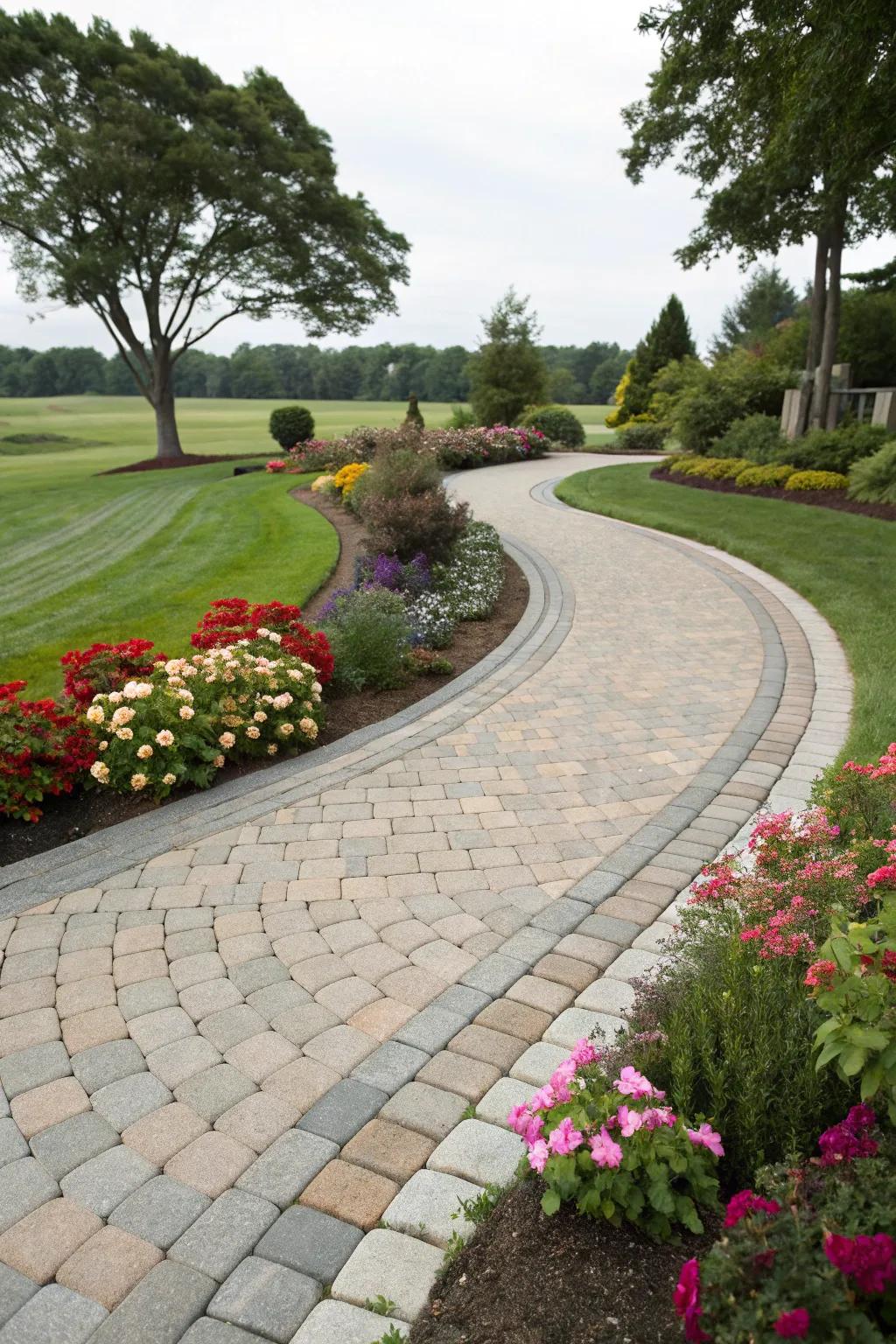 Curved driveways establish a unique and inviting entry.