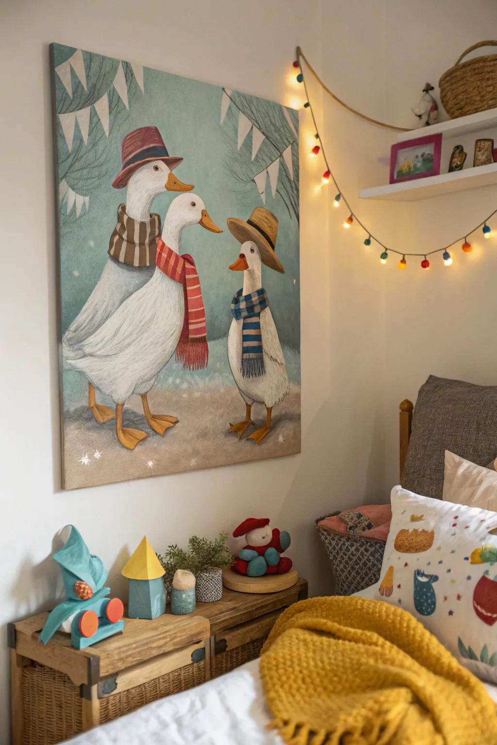 Whimsical duck embellishments add an element of fun to any child's room.
