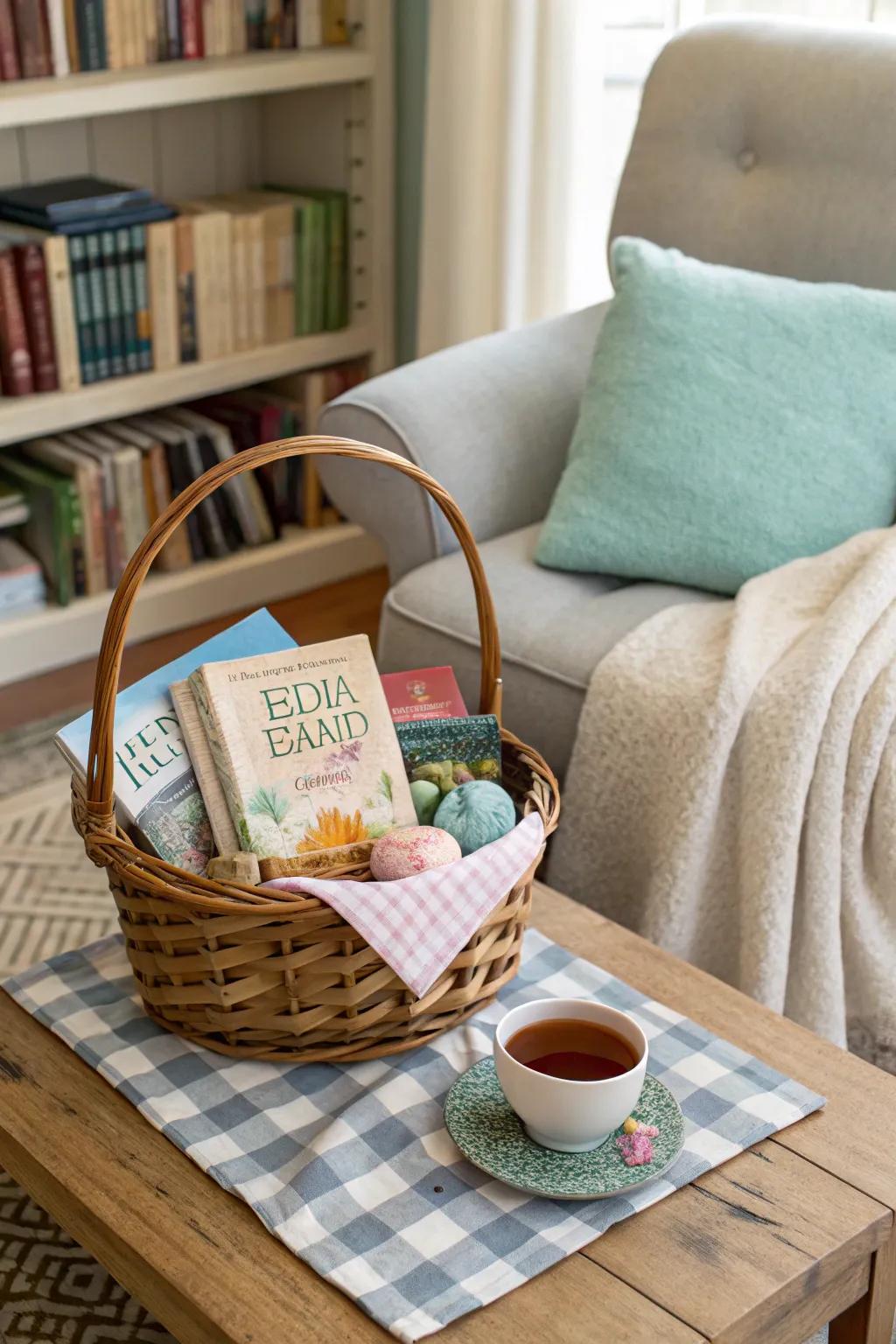 A literary getaway Easter basket for the avid reader.