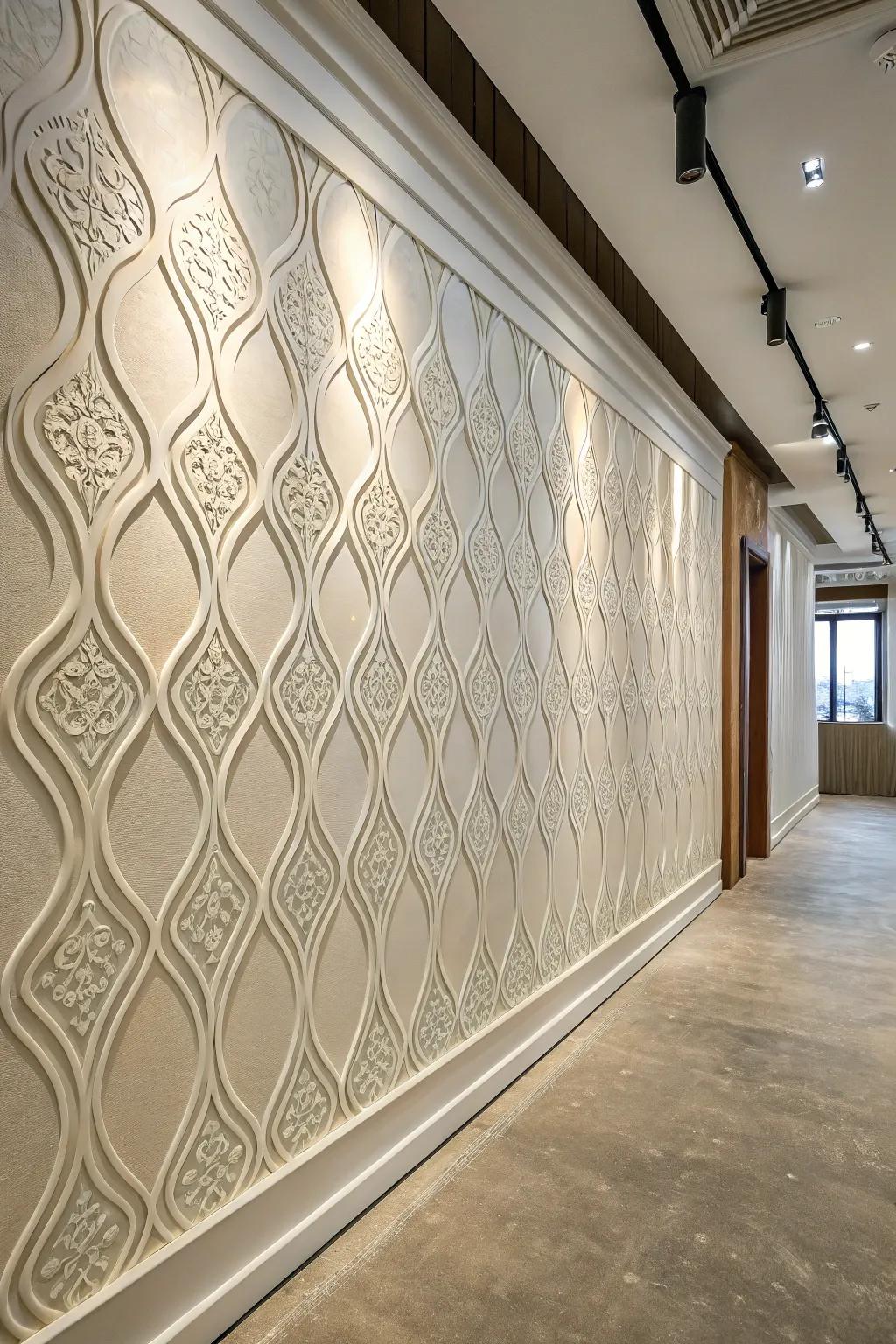 Ridged finish injects individuality into plain walls.