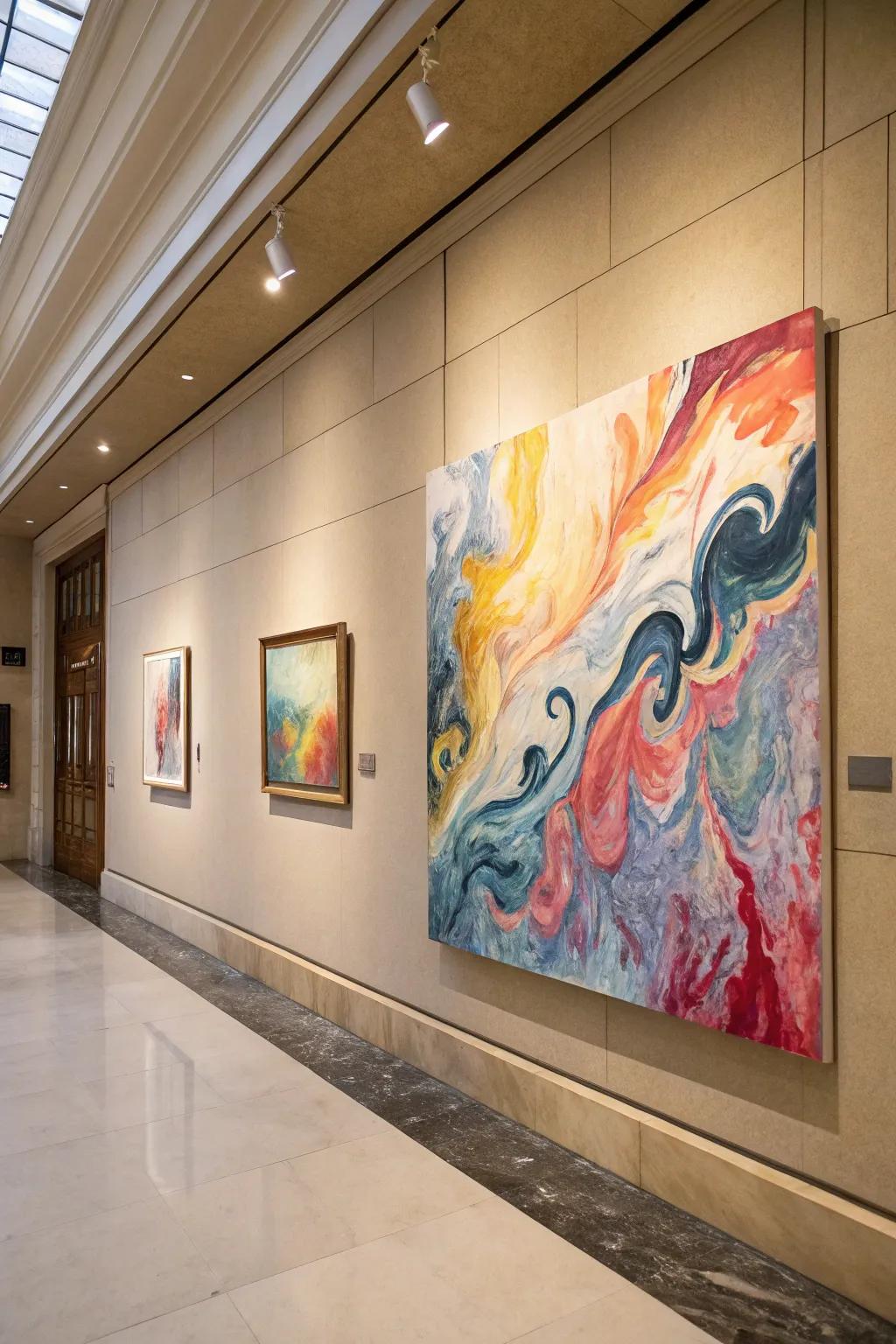 Evolving shapes in art cultivate a smooth, vibrant ambiance.