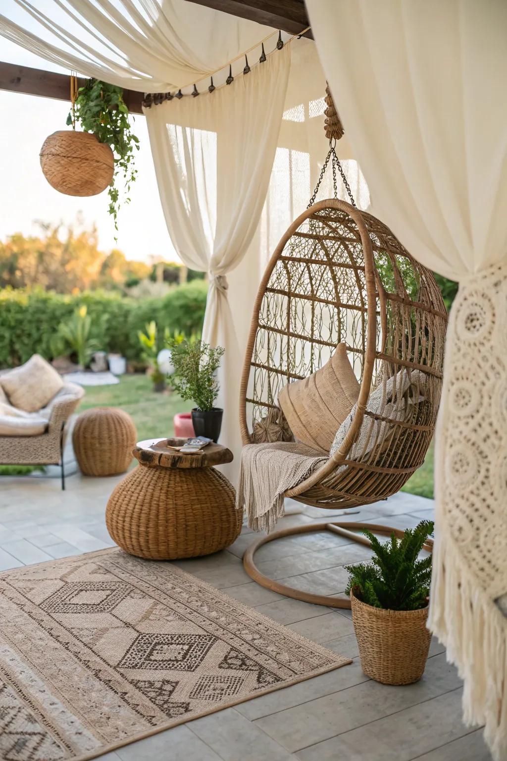 Introduce a bohemian touch to your outdoor setting.