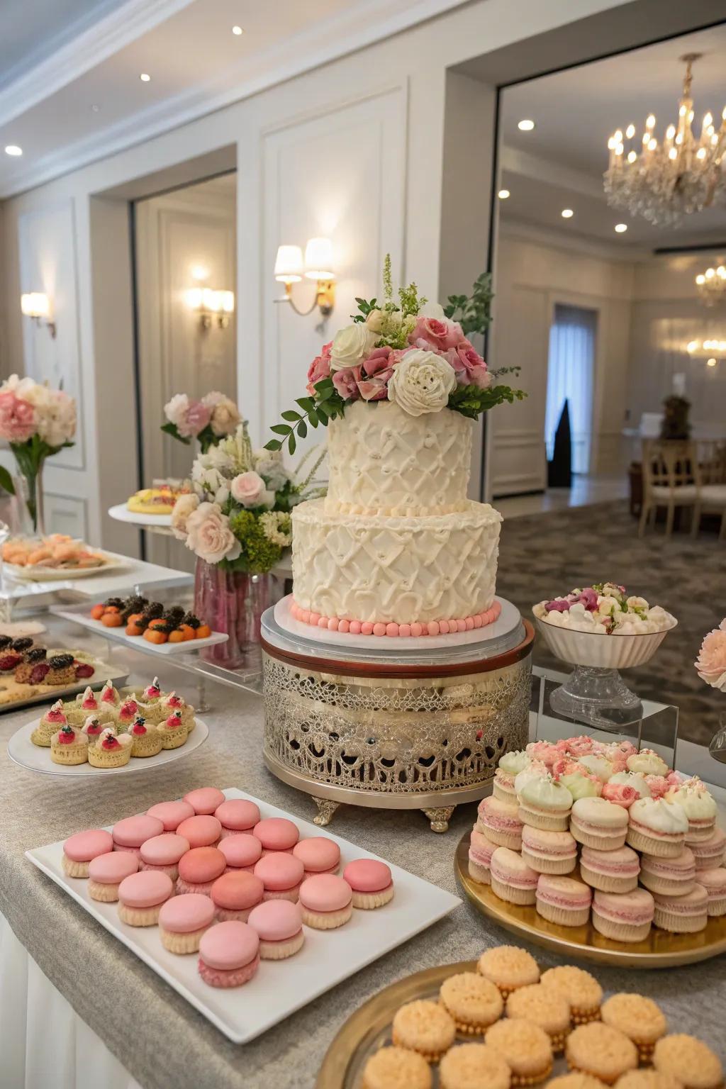 Themed dessert table featuring a lavish cake.