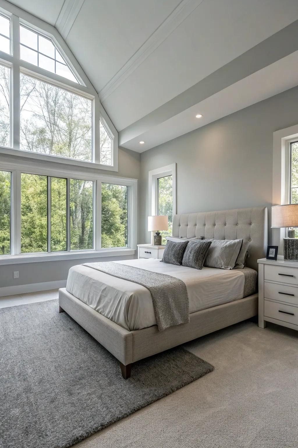 A modern bedroom featuring minimalist furniture with simple designs.