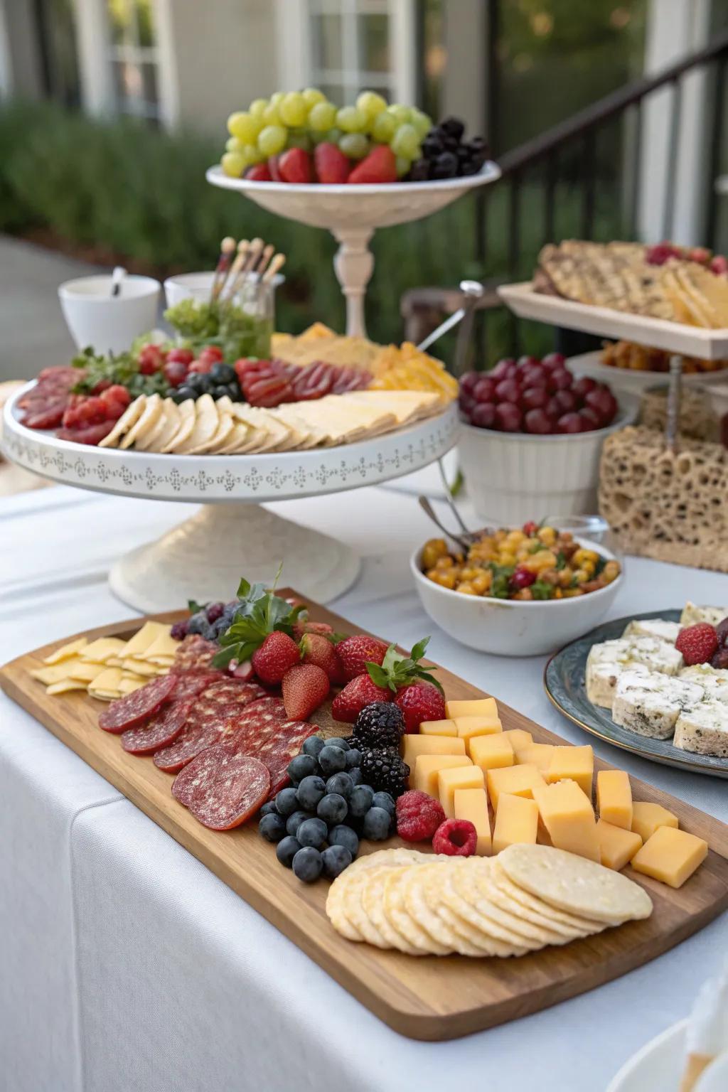 A buffet arrangement merging aesthetics and function, perfect for brunch celebrations.