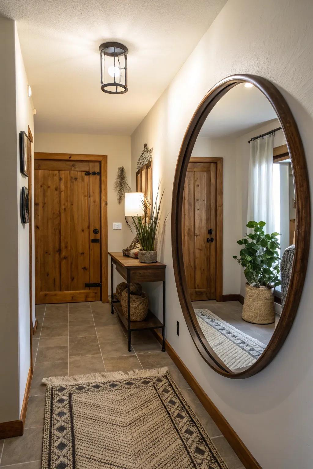 Mirrors enhance light and space in your entryway.