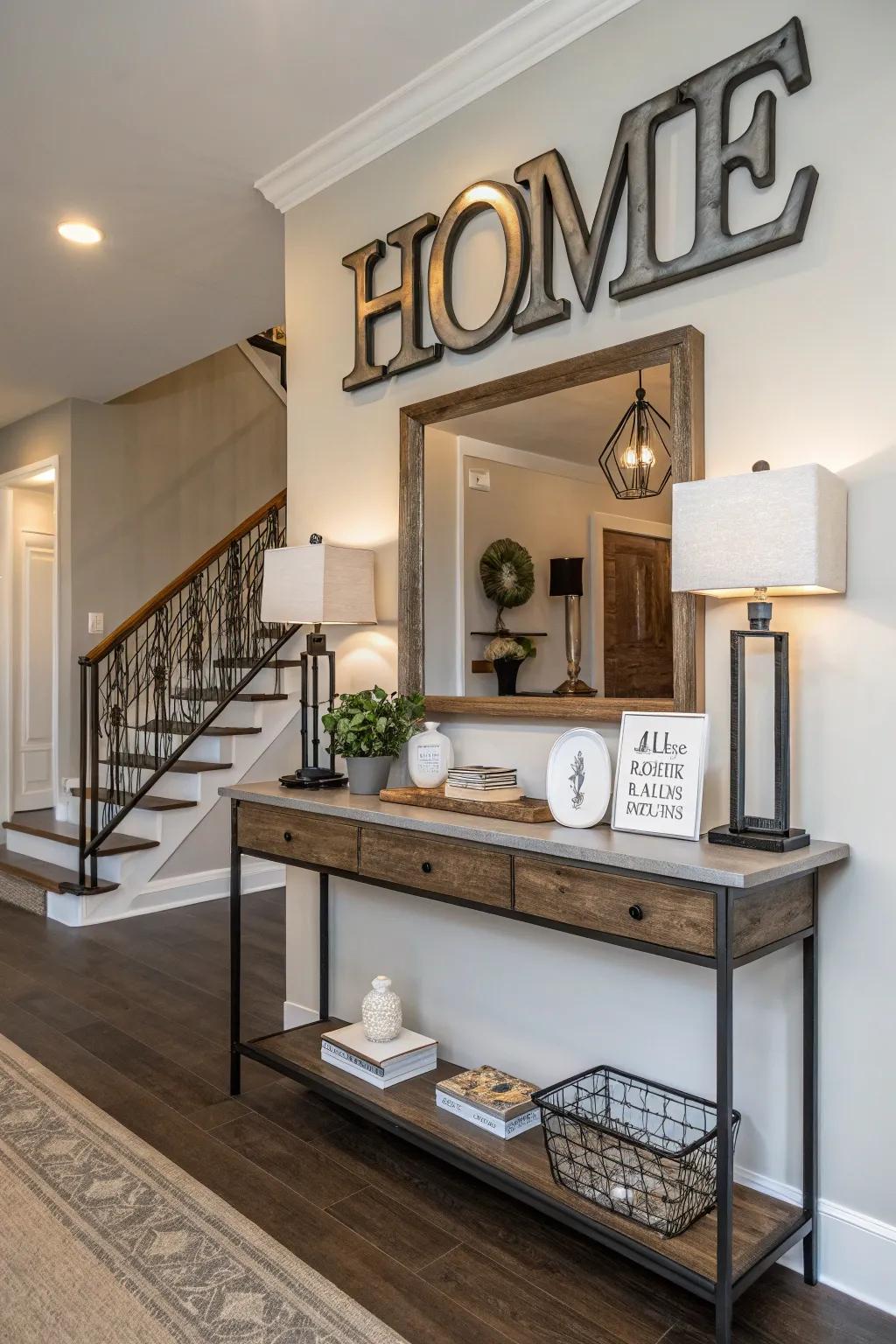 Metallic and timber boards provide a refined mix of elements.