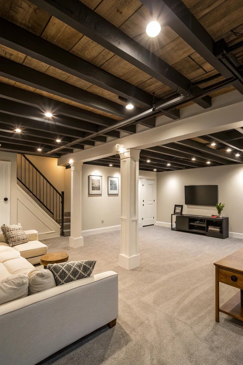 Elegant embedded lighting accentuates the modern appeal.