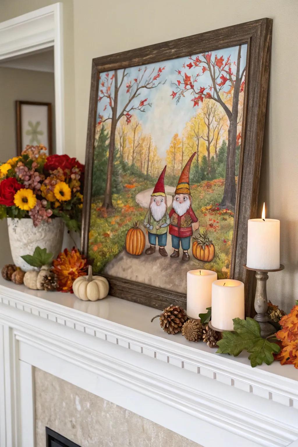 Charming gnomes bring a playful touch to fall decor.
