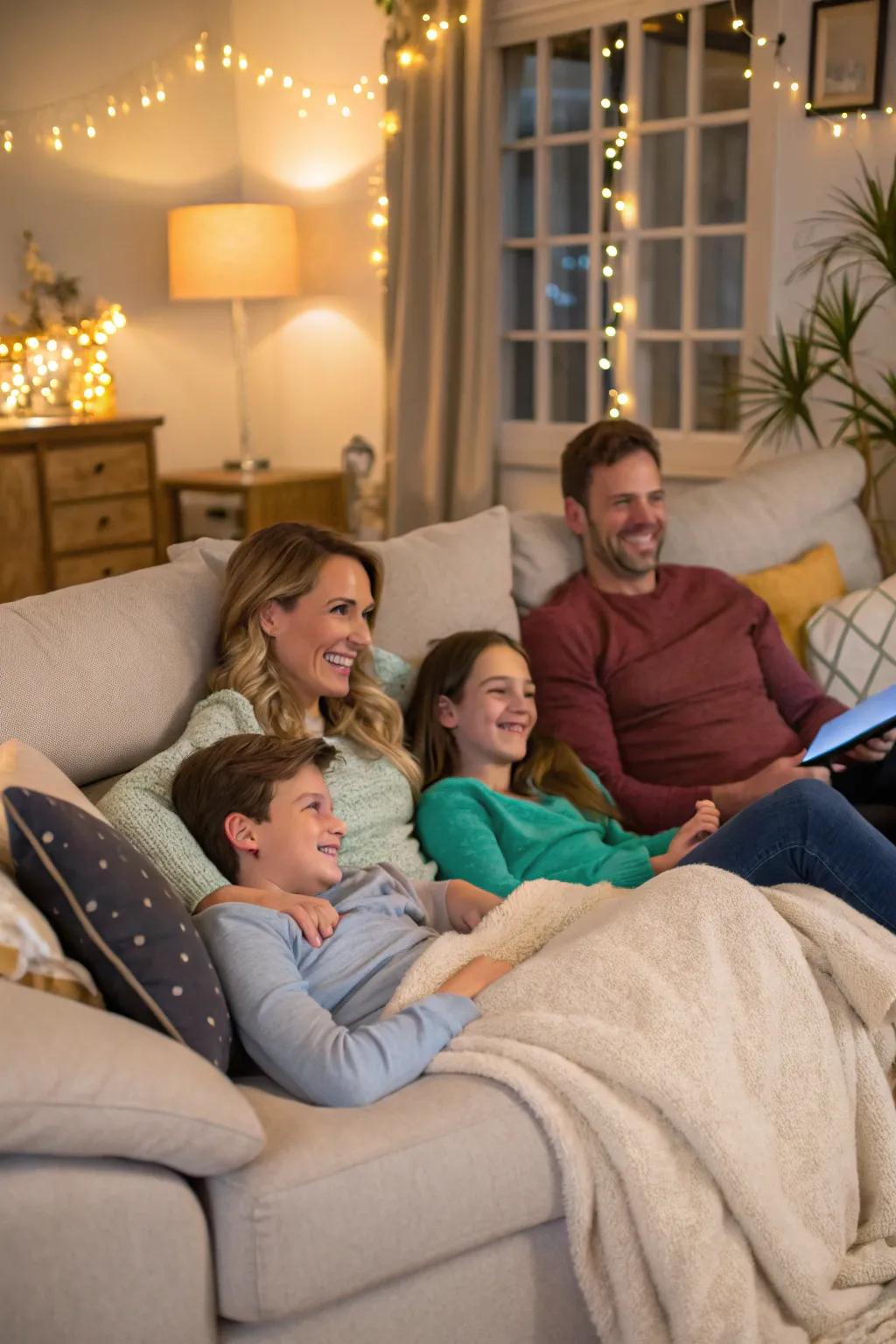 Record the essence of relaxation with a family lounging get-together.