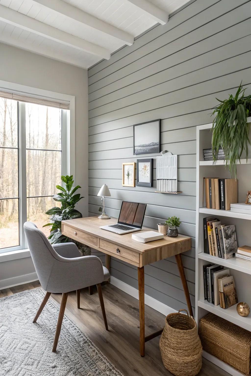 Painted wood boards give a modern farmhouse feel.