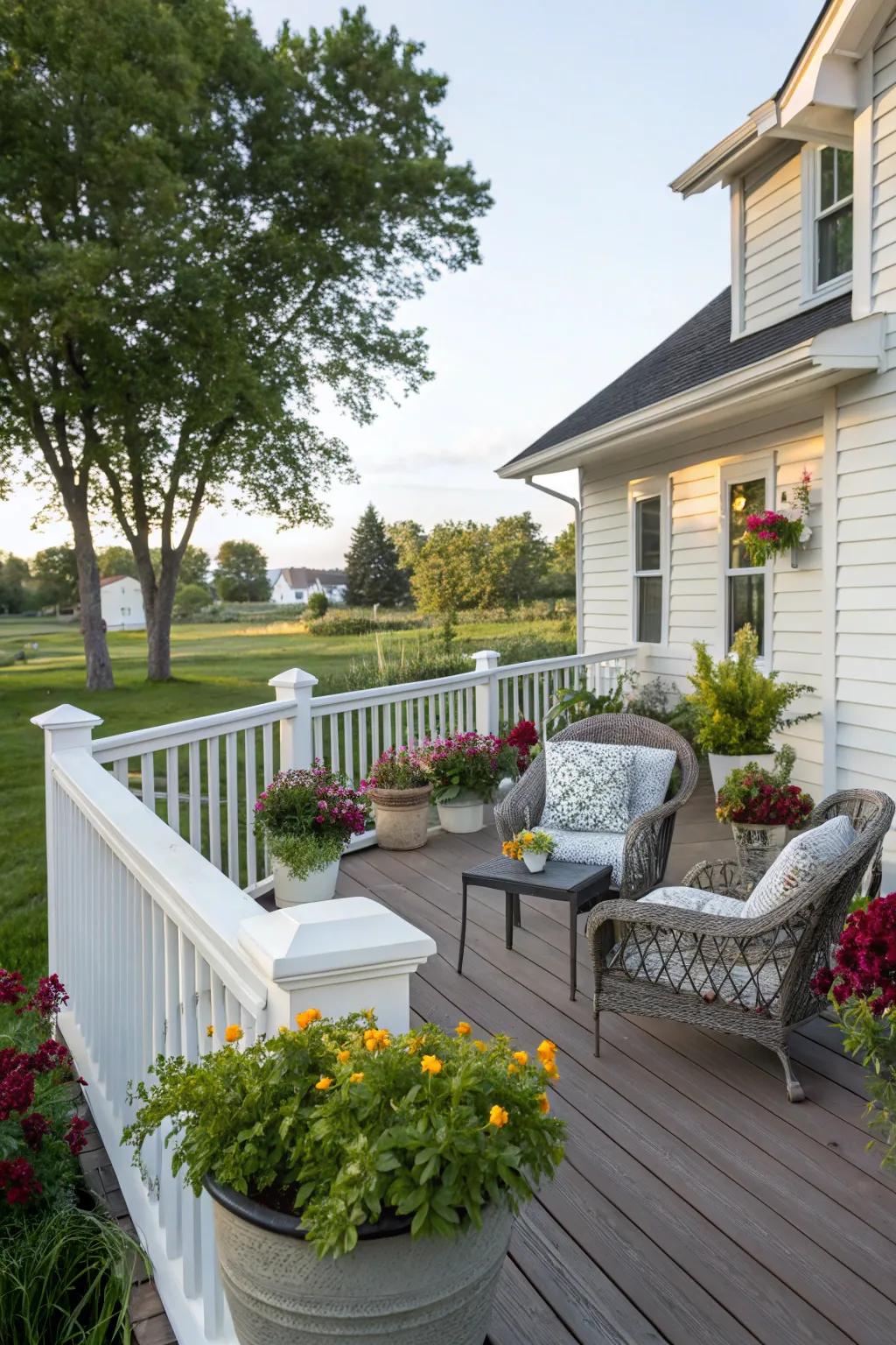 Crisp and traditional: White painted railing.