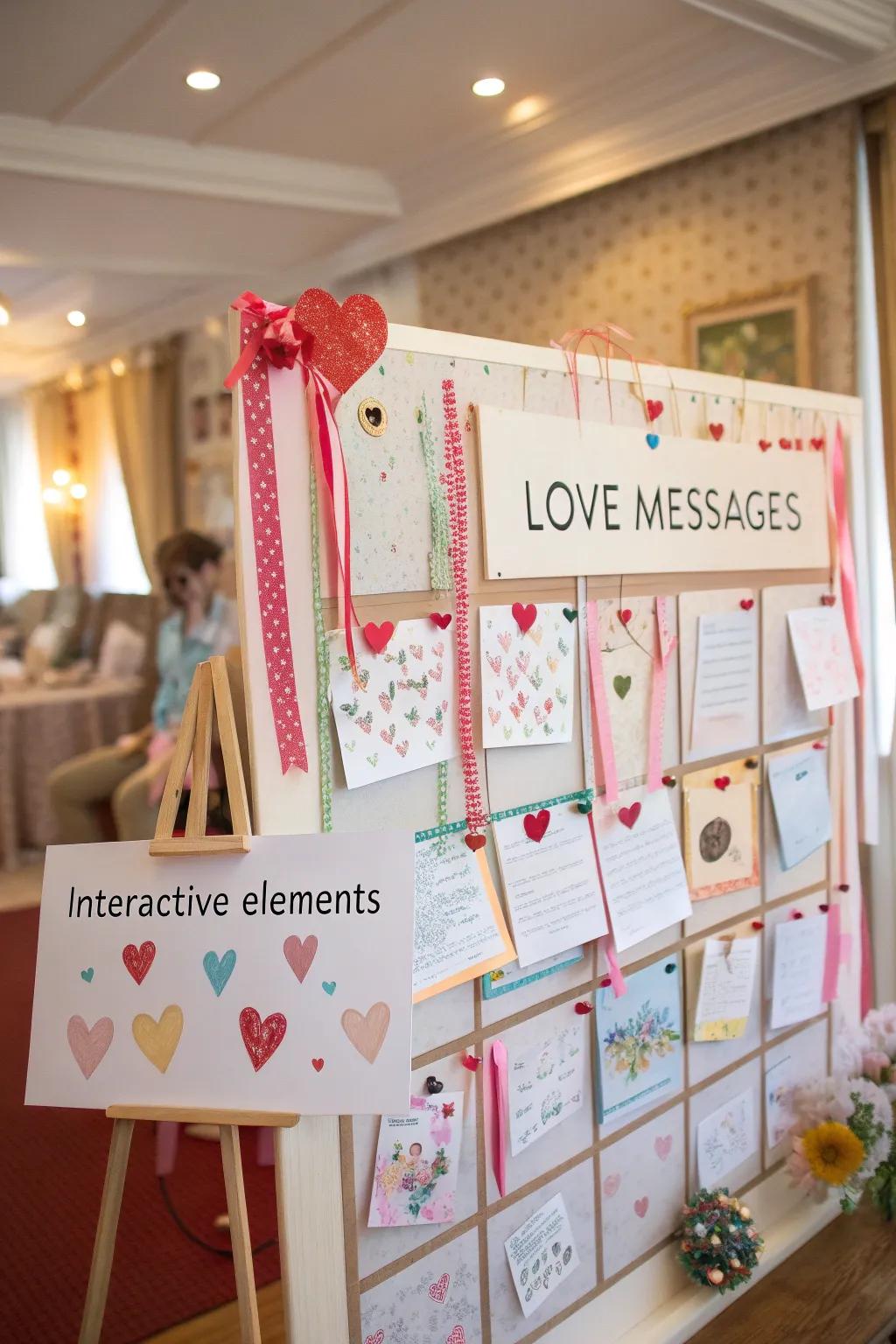 An interactive bulletin board featuring detachable affection messages.