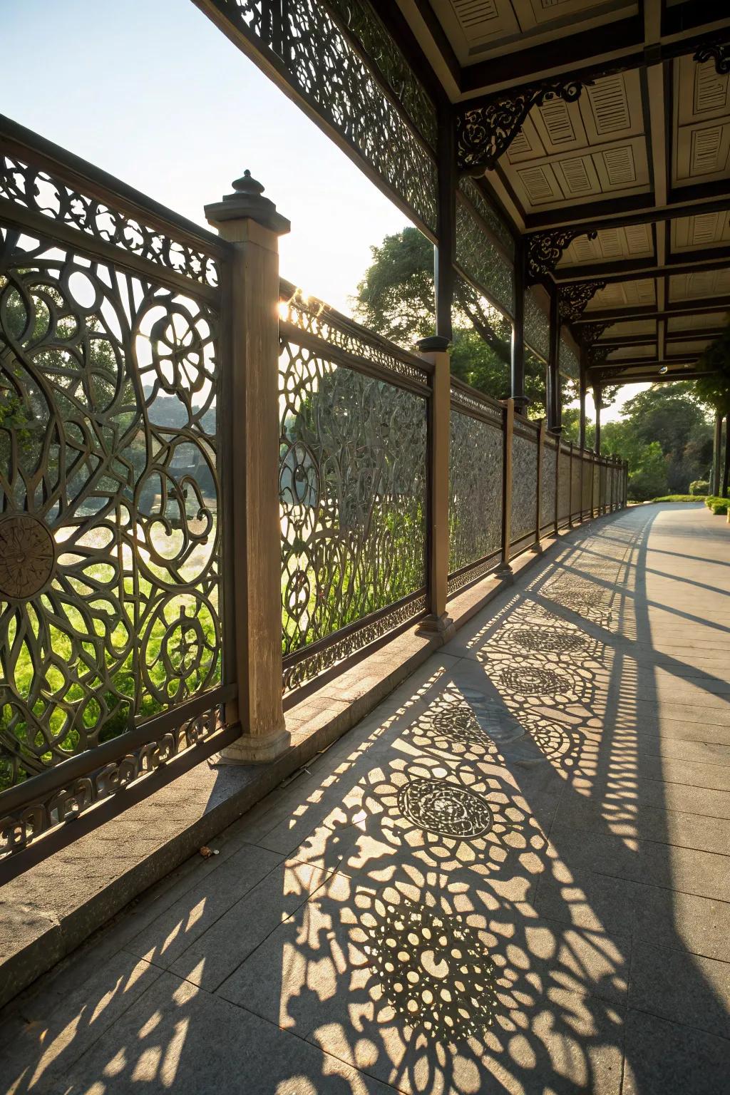 Detailed laser-cut metallic sections add elegance to any fence.