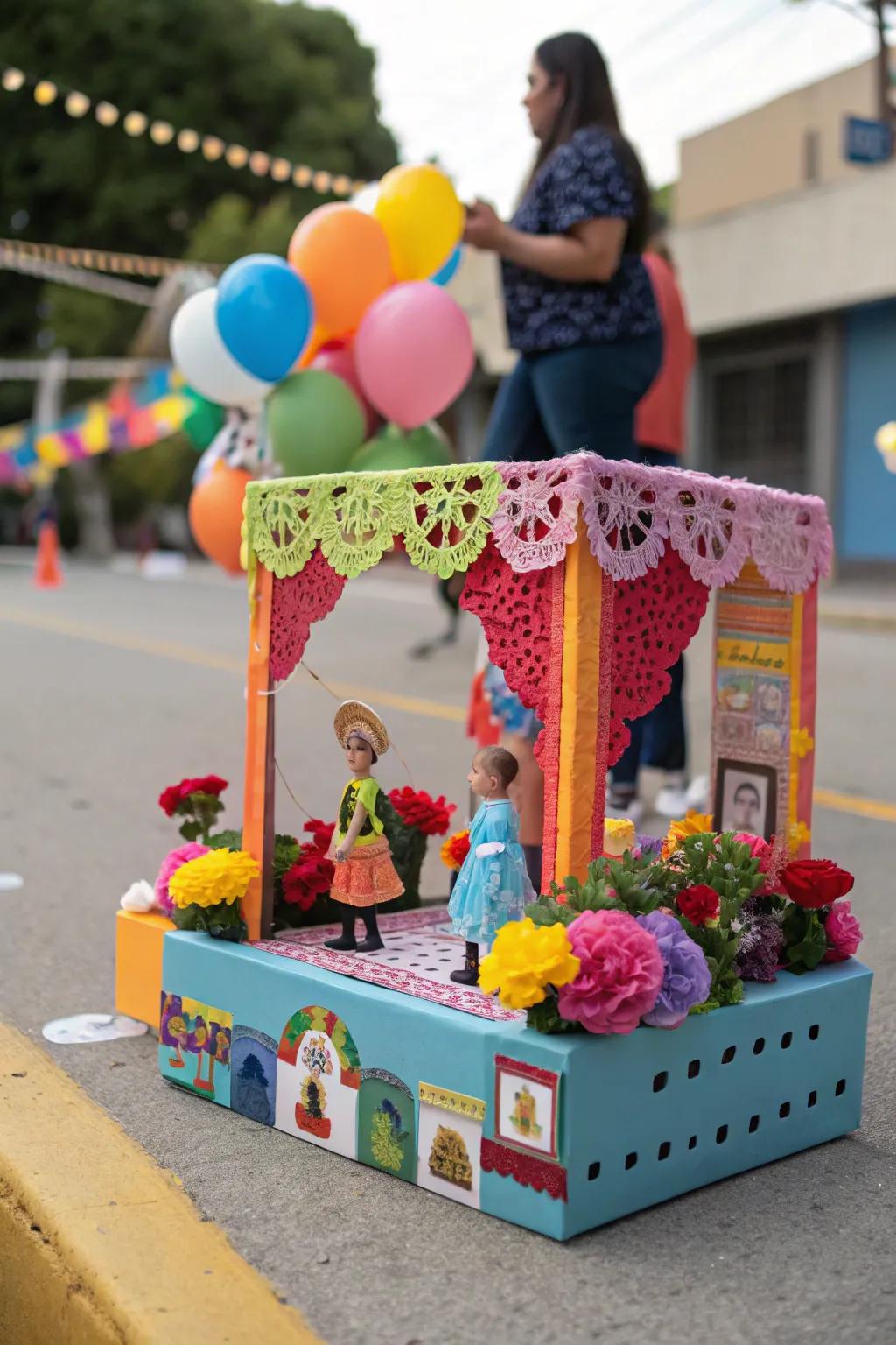 A captivating small-scale parade float.