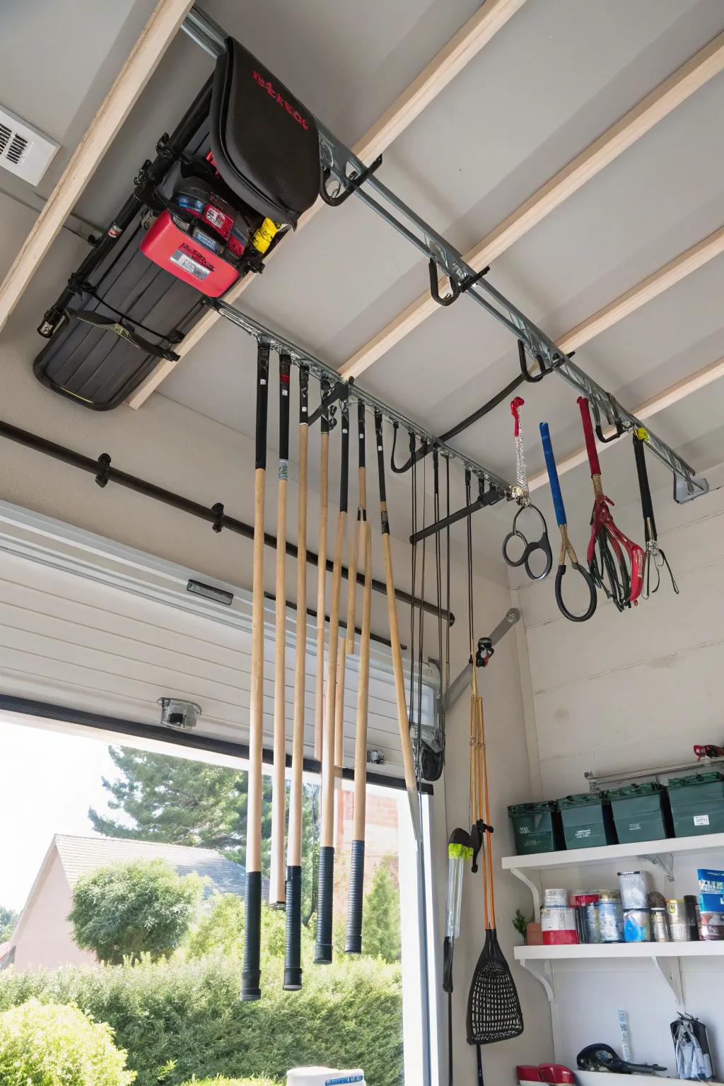 Under-ceiling stowage for efficient use of space.