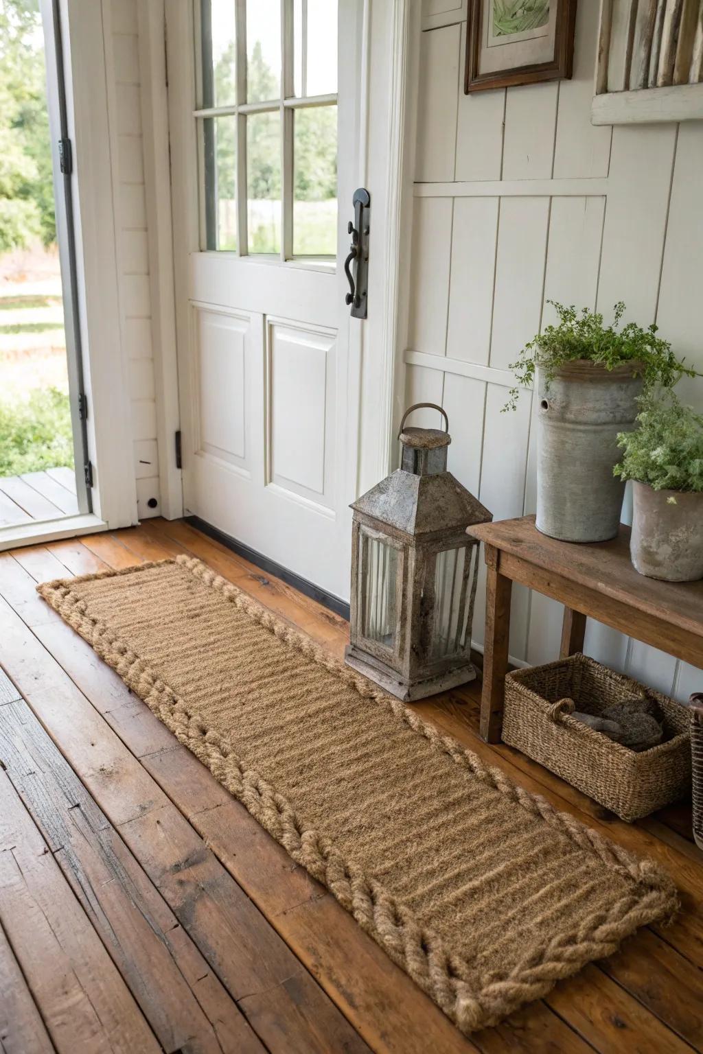 Textured rugs create a cozy atmosphere.