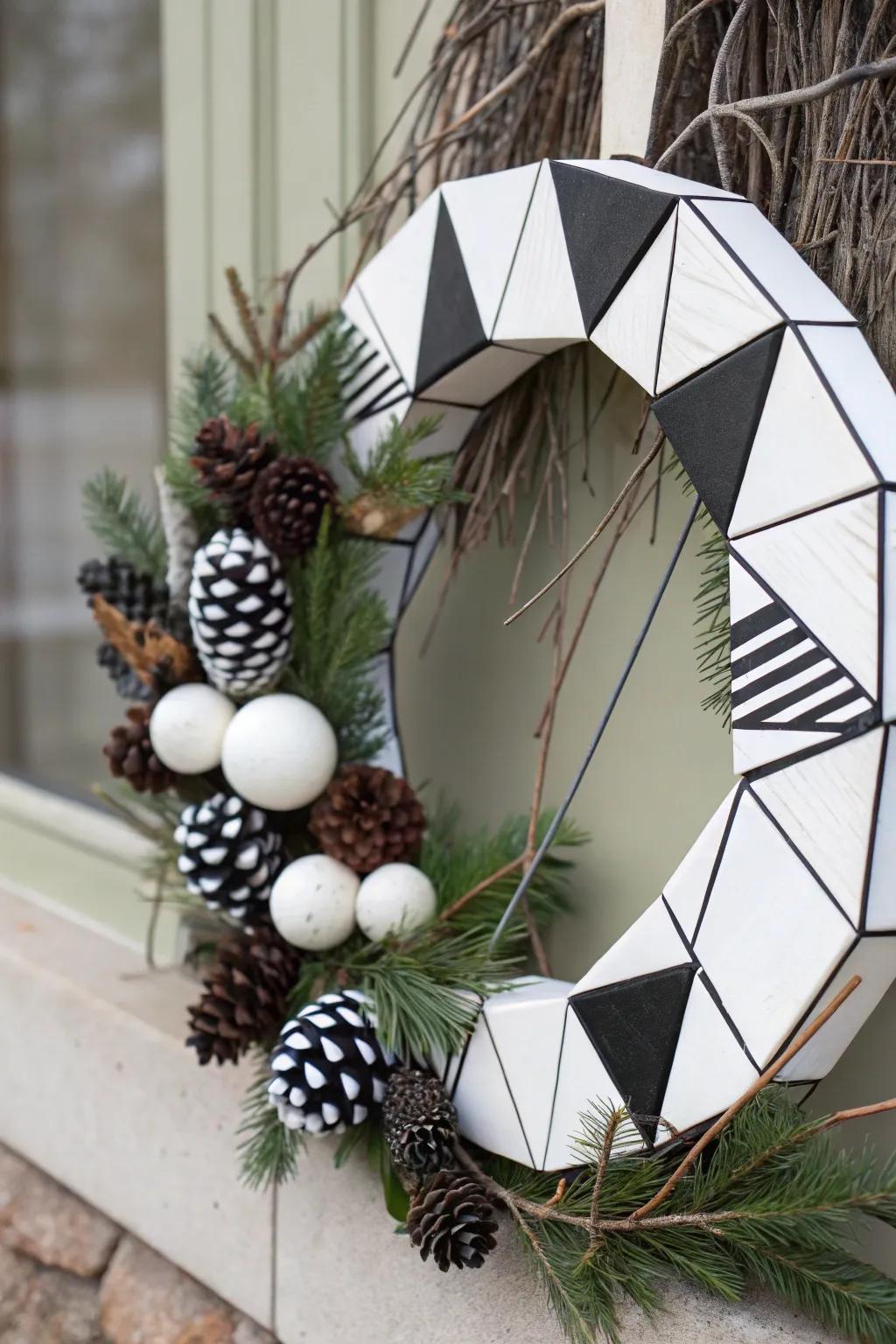A minimalist wreath offering a sleek and sophisticated impression.