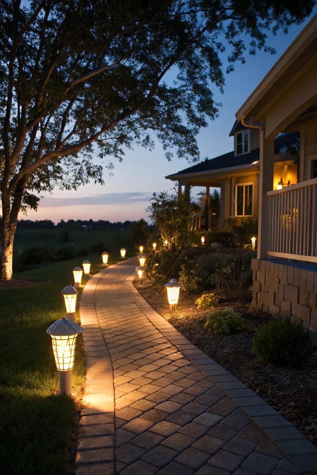 Walkway lighting guarantees safety and provides an enchanting radiance.