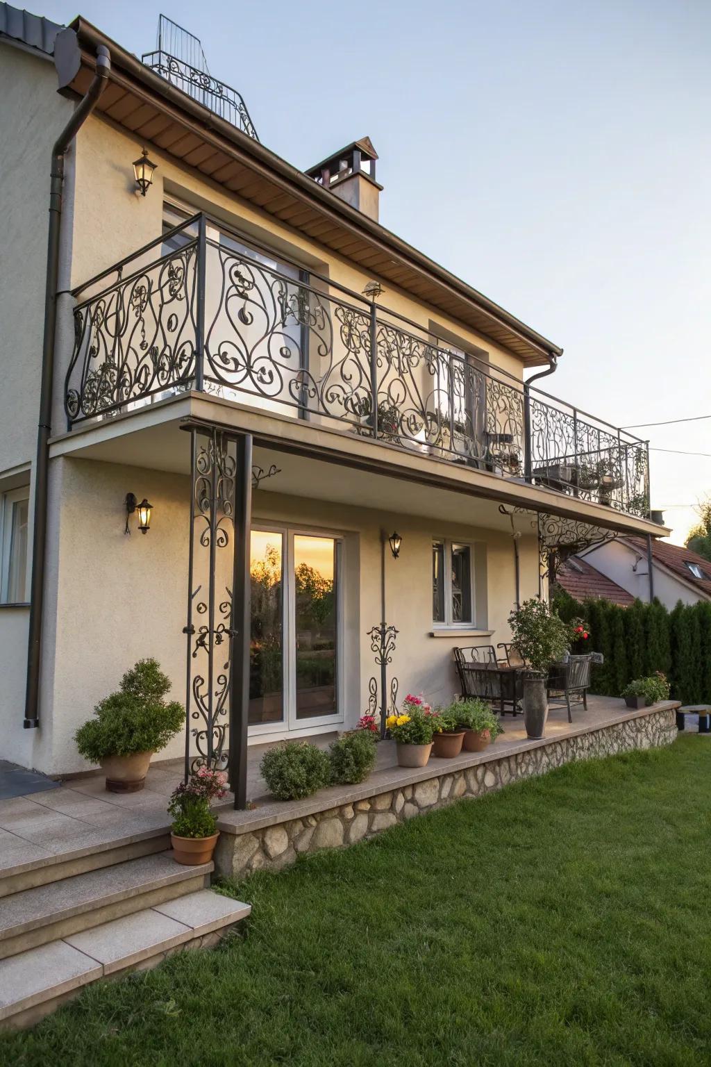 A front extension featuring a charming balcony, ideal for relaxing mornings.