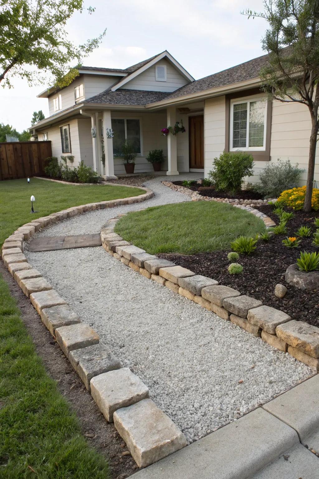 Clearly defined pathways guide you through a neat landscape.