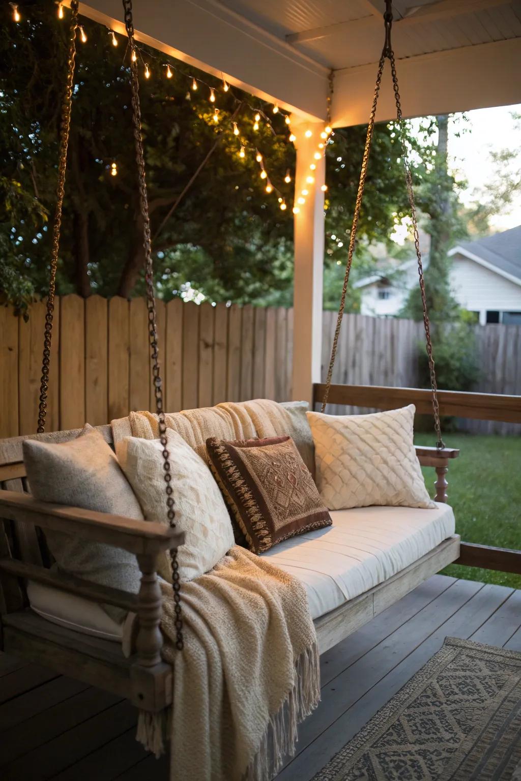 Convert a corner into a cozy swing space.