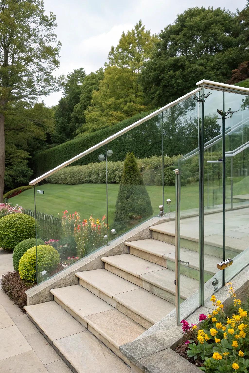 Glass railings provide clear views and modern appeal.