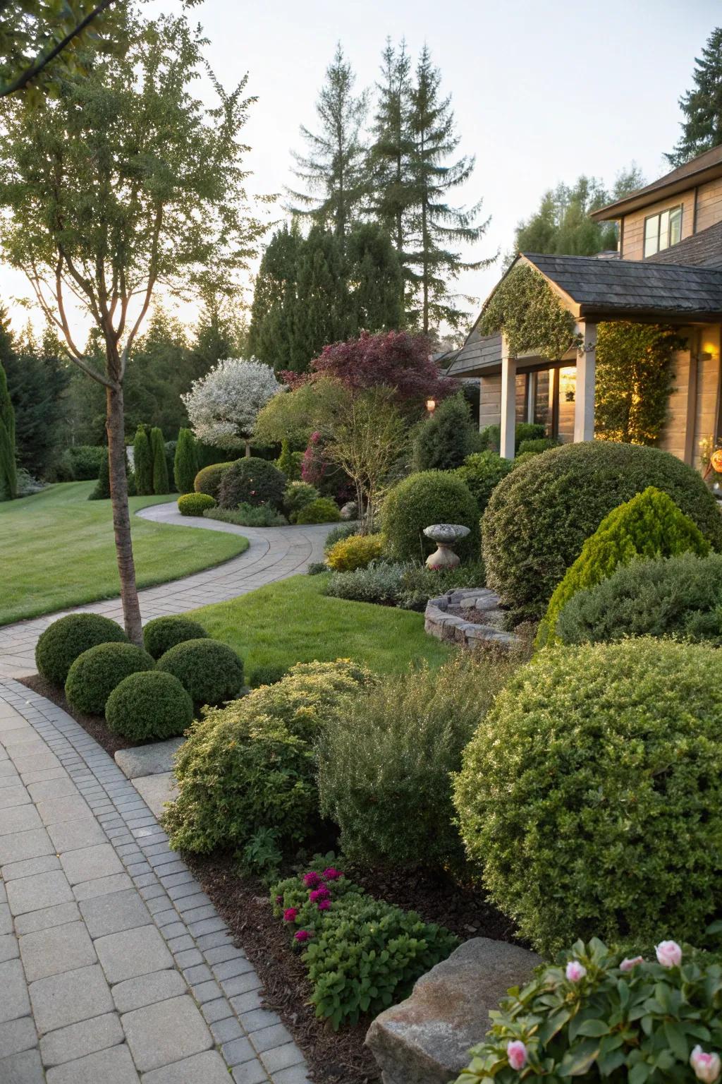 Ornamental shrubs provide structure and greenery to your front yard design.