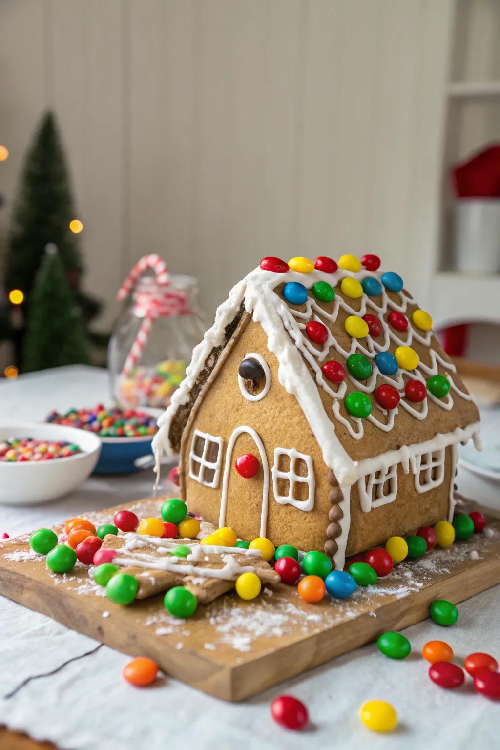 A candy overload gingerbread house