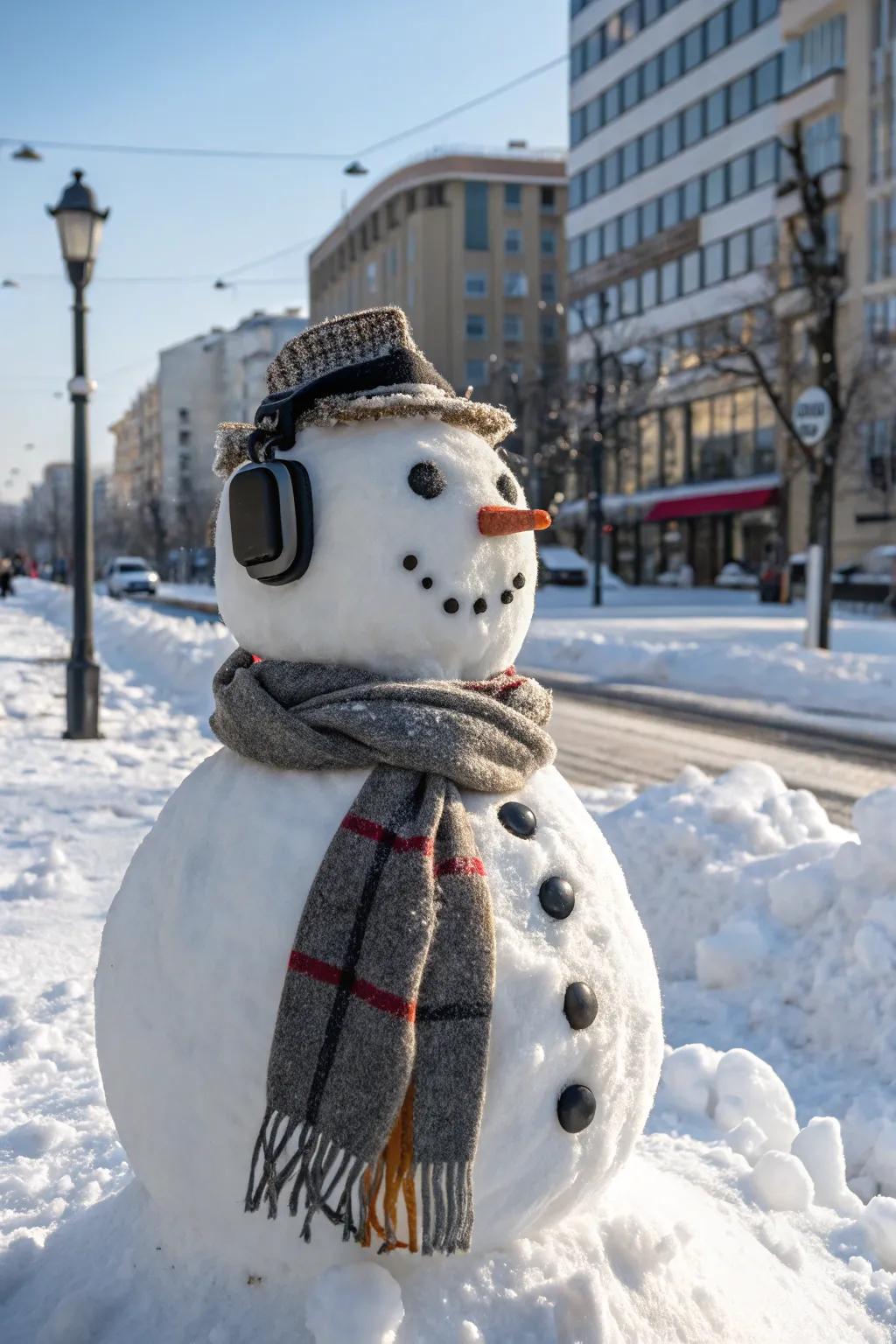 A snow figure ready for a winter fashion event.