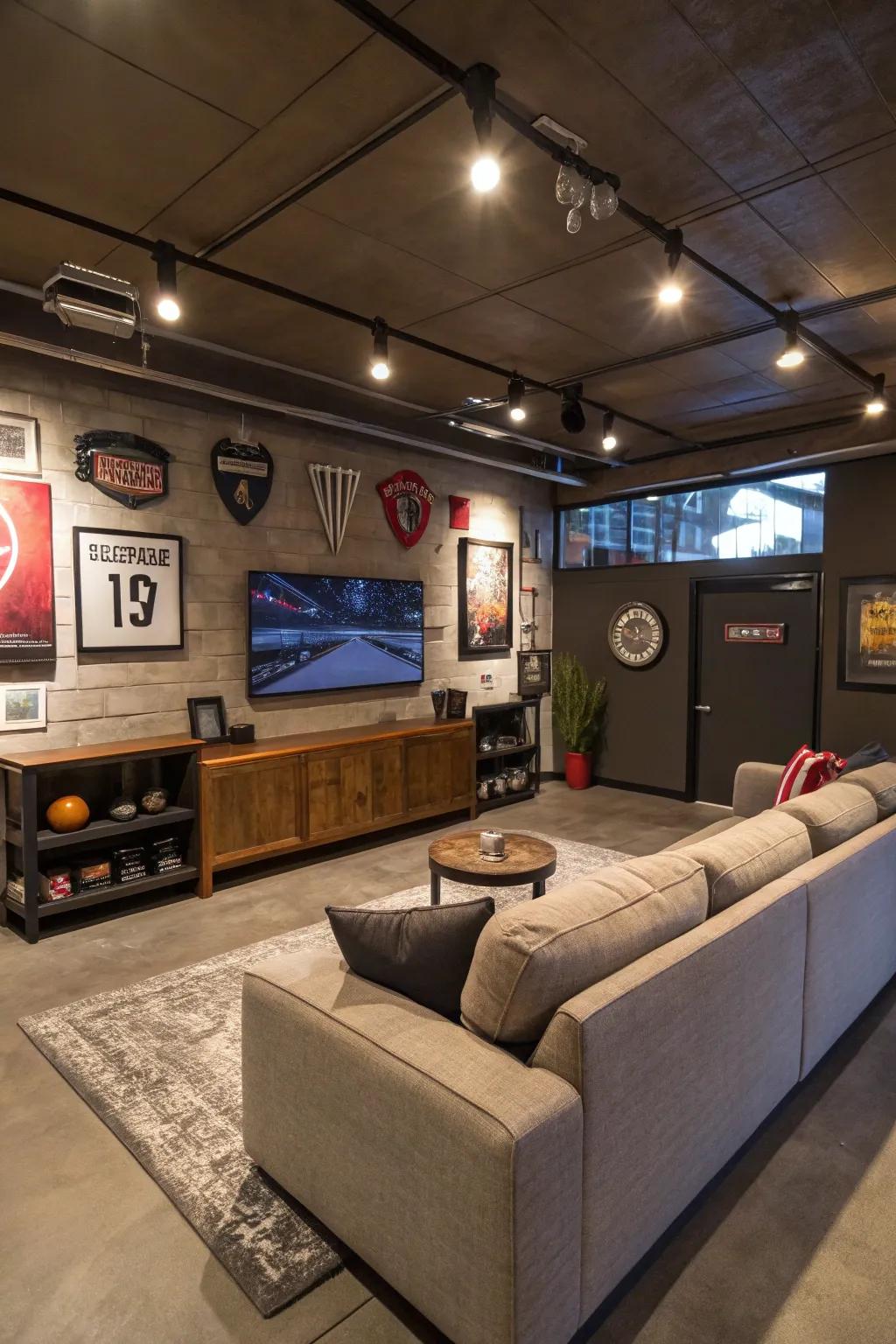 Make a unique getaway spot by turning your garage into a man cave.