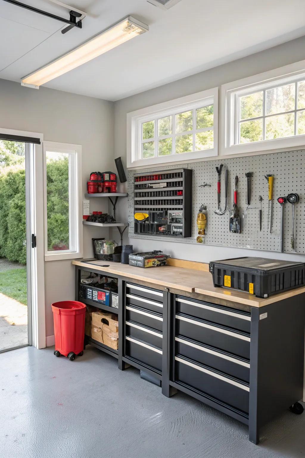 A dedicated workbench space is a must for DIYers.