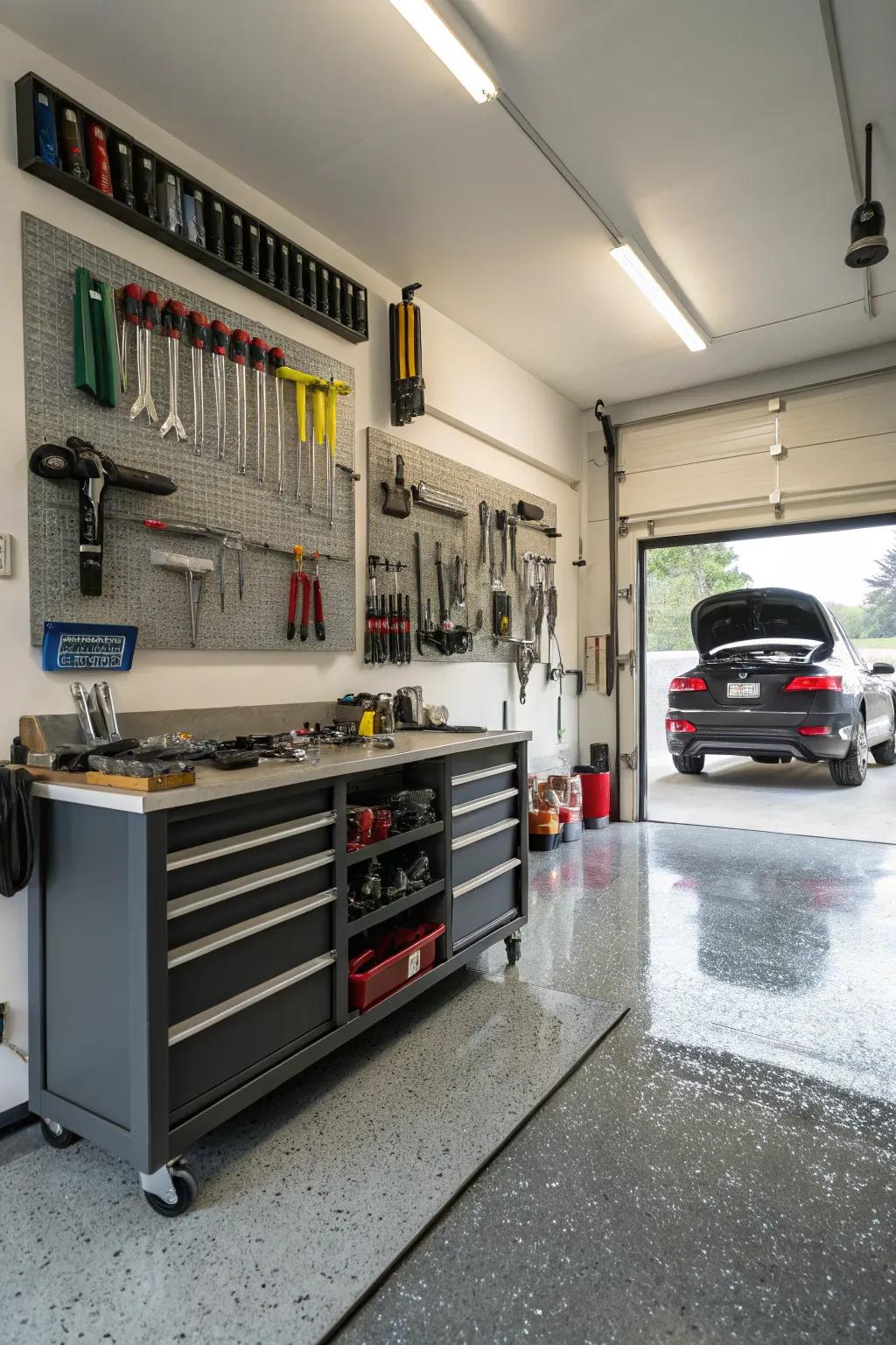 Durable flooring enhances the look and usefulness of your garage.