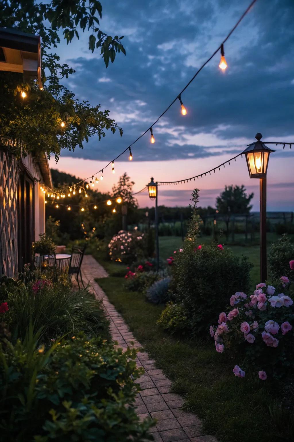 Lighting imparts a magical atmosphere to your garden at night.