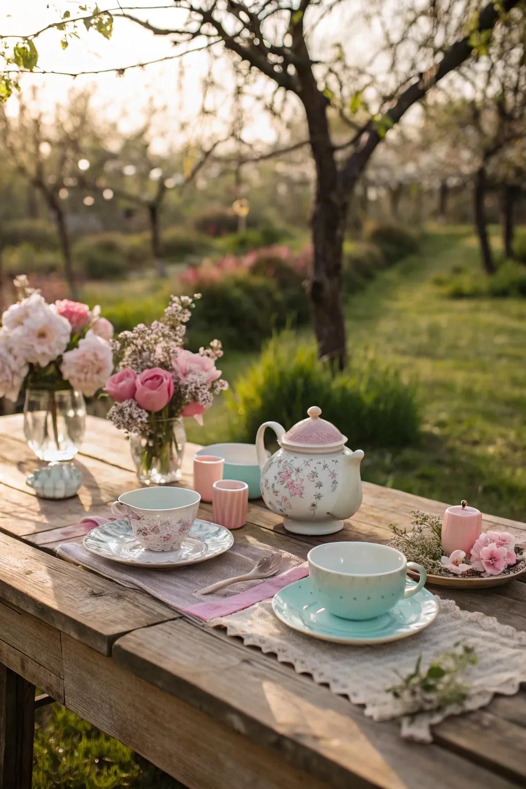 Down-to-earth timber elements contribute warmth and charm to the garden setting.