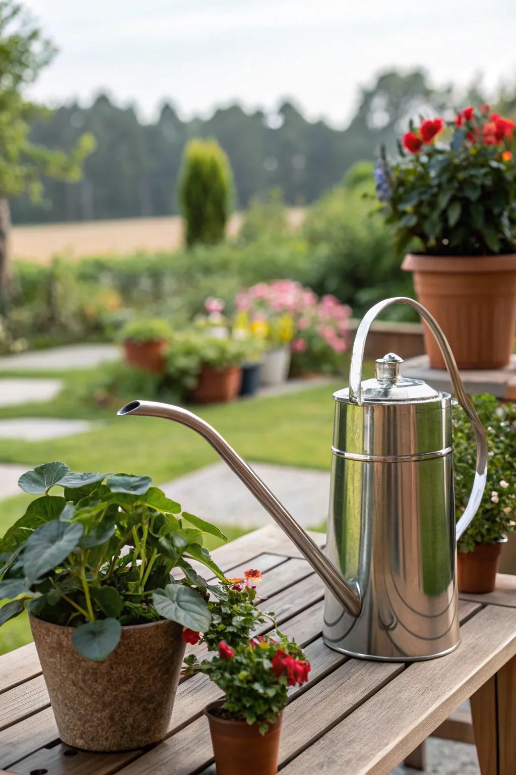 A watering pot that blends style and utility.