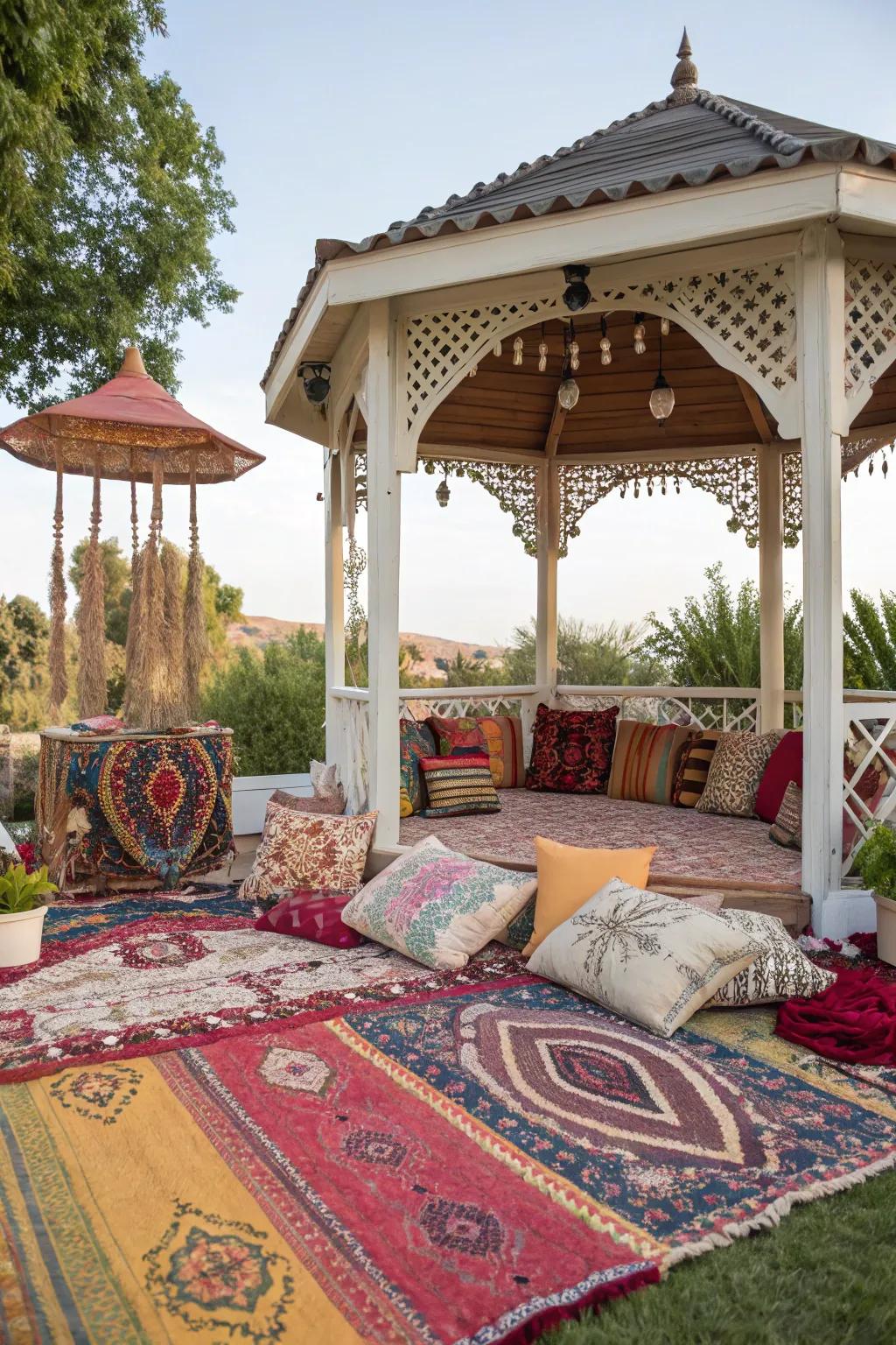 Bohemian decor introduces a splash of color and creativity.
